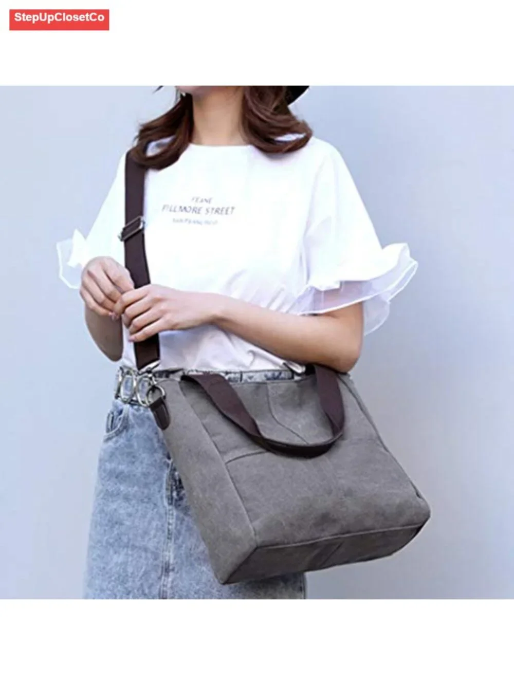 Women's Canvas Tote Bag Satchel Shoulder Crossbody Work Travel Purse